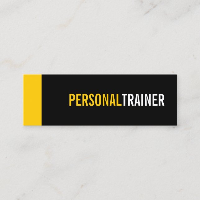 Bold Black and Custom Colour Personal Trainer Mini Business Card (Front)