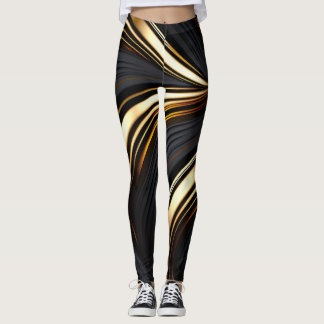 Bold black and gold abstract leggings