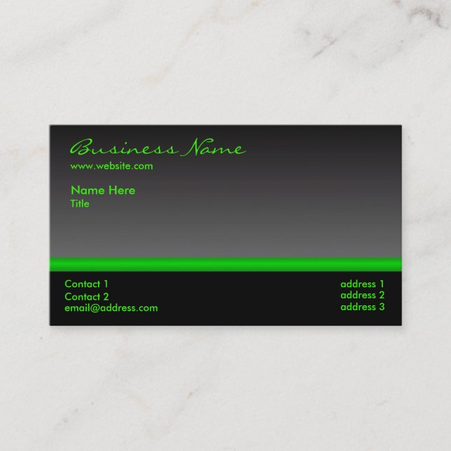 Bold Black and Green business card (Front)