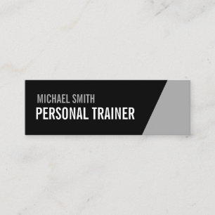 Bold Black and Grey Personal Trainer Mini Business Card