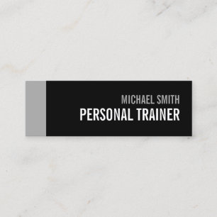 Bold Black and Grey Personal Trainer Mini Business Card