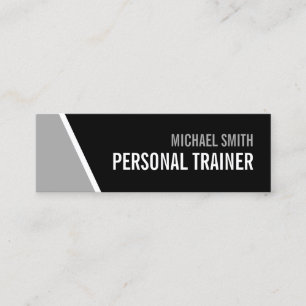 Bold Black and Grey Personal Trainer Mini Business Card