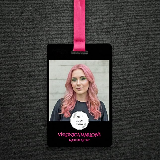 Bold Black and Hot Pink Photo ID Badge (Creator Uploaded)