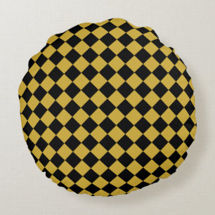 Bold Black and M Gold Chevron Pattern Classic Round Cushion