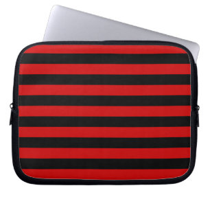 Bold Black and Red Stripes Pattern Laptop Sleeve
