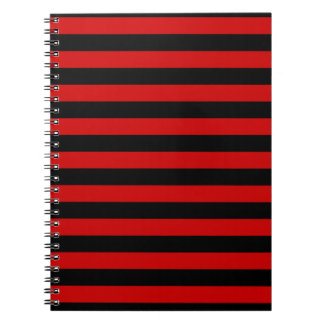 Bold Black and Red Stripes Pattern Notebook