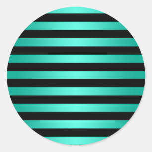 Bold Black and Teal Stripes Pattern Classic Round Sticker
