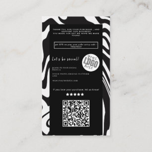 Bold Black and White Abstract Thank You Business Card