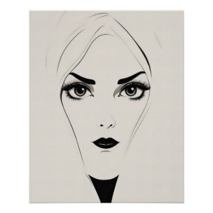 Bold Black and White Abstract Woman Poster