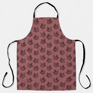 Bold Black and White Animal Wolf Head Design Apron