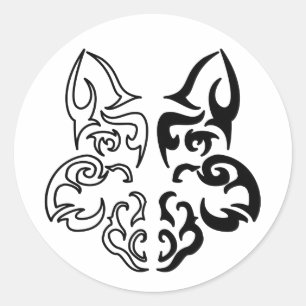 Bold Black and White Animal Wolf Head Design Classic Round Sticker