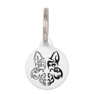 Bold Black and White Animal Wolf Head Design Pet Tag
