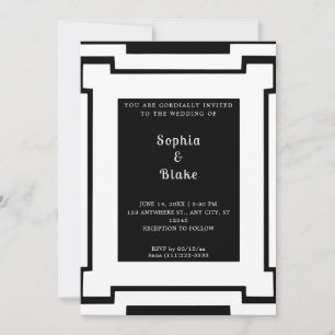 Bold Black and White Art Deco Wedding Invitation