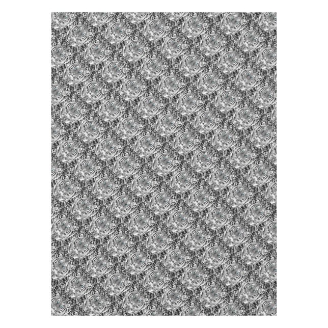 Bold Black And White Blue Eyes Tiger Tablecloth (Front)