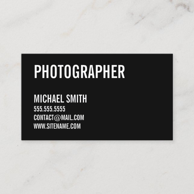 Bold Black and White Business Card (Front)