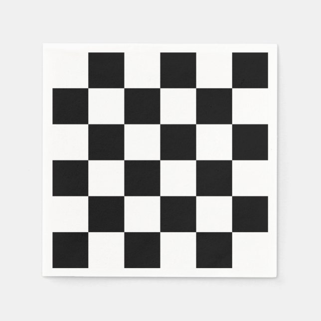 Bold Black and White Chequered Pattern Napkin (Front)