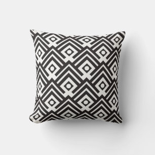 Bold black and white chevron dot pattern pillow