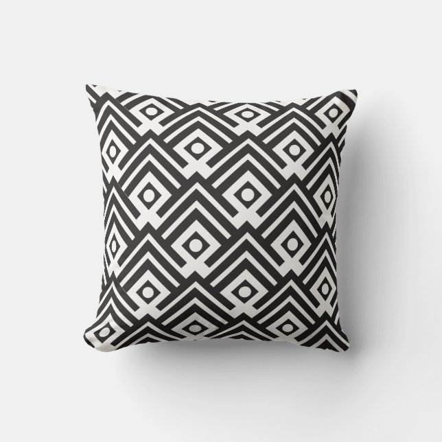 Bold black and white chevron dot pattern pillow (Front)