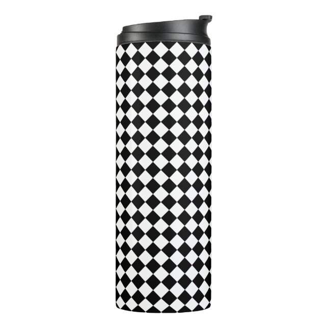 Bold Black and White Chevron Pattern Thermal Tumbler (Rotated Left)