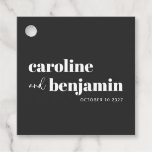 Bold Black and White Chic Modern Wedding Favour Tags