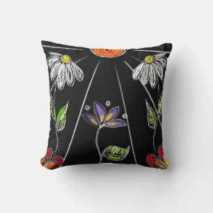 Bold black and white daisy with sun cushion