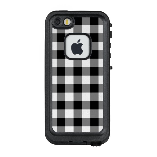 Bold Black and White Gingham Plaid LifeProof iPhone Case (Back)