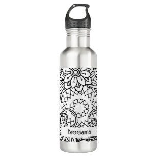 Bold Black and White Graphic Design Floral 710 Ml Water Bottle