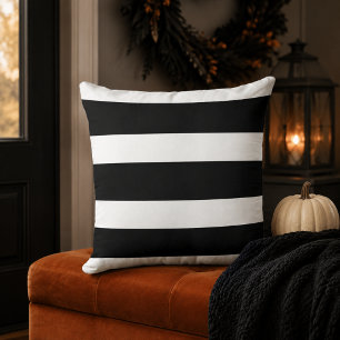 Bold Black and White Horizontal Stripe Cushion