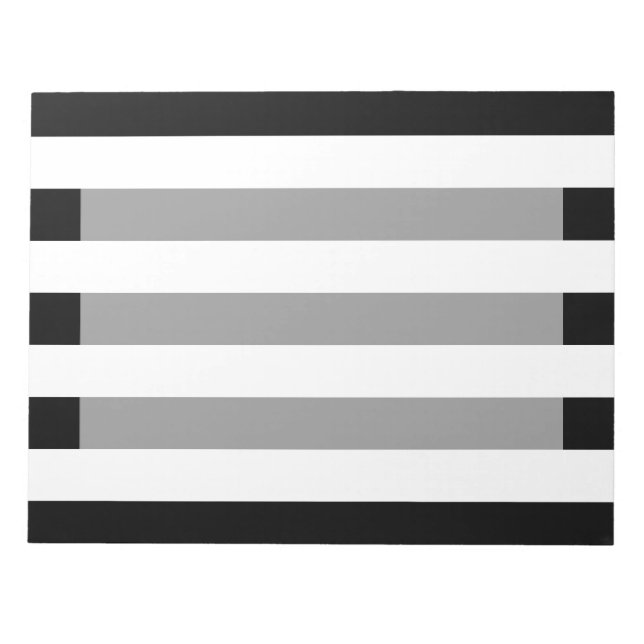 Bold Black And White Horizontal Stripes Notepad (Front)