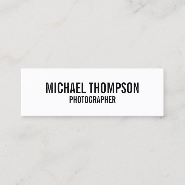 Bold Black and White Mini Business Card (Front)