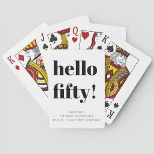 Bold Black and White Modern 50th Birthday Custom Playing Cards