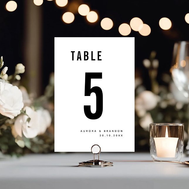 Bold Black and White Modern Monogram Chic Wedding Table Number (Bold Black and White Modern Monogram Chic Wedding Table Number)