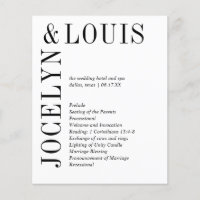 Bold Black and White Modern Wedding Program