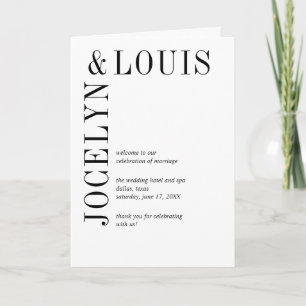 Bold Black and White Modern Wedding Program