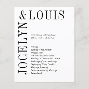 Bold Black and White Modern Wedding Program Flyer