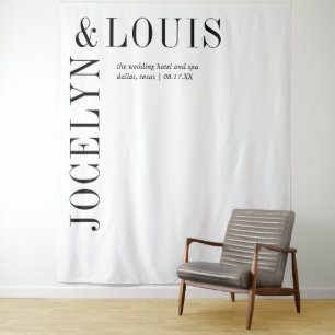 Bold Black and White Modern Wedding Tapestry