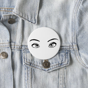 Bold Black and White Mysterious Eyes Illustration  7.5 Cm Round Badge