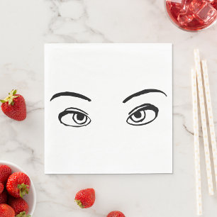 Bold Black and White Mysterious Eyes Illustration  Napkin