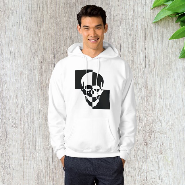 Bold Black and White Optical Illusion Skull Design Hoodie (Creator Uploaded)