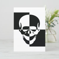Bold Black and White Optical Illusion Skull Design