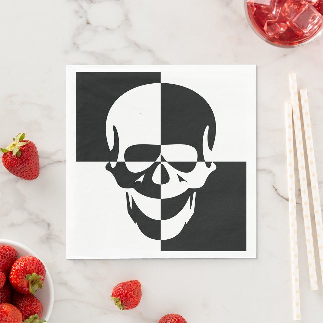 Bold Black and White Optical Illusion Skull Design Napkin (Creator Uploaded)