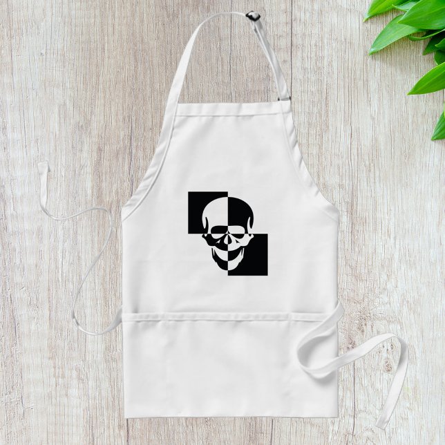 Bold Black and White Optical Illusion Skull Design Standard Apron (Creator Uploaded)
