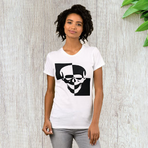 Bold Black and White Optical Illusion Skull Design T-Shirt