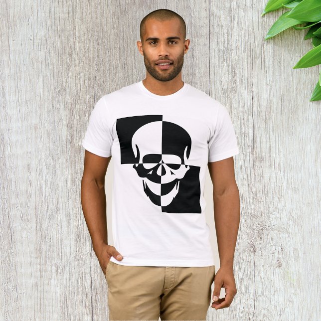 Bold Black and White Optical Illusion Skull Design T-Shirt (Creator Uploaded)