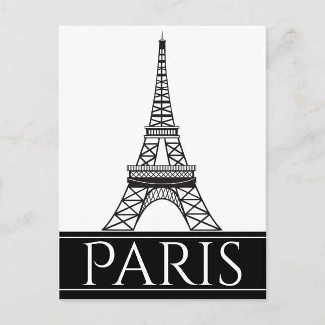 Bold Black and White Paris Eiffel Tower Postcard (Front)