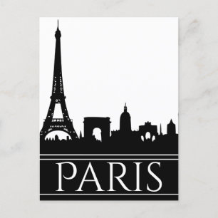 Bold Black and White Paris Skyline Eiffel Tower Postcard