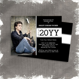 Bold Black and White Photo Graduation Announcement