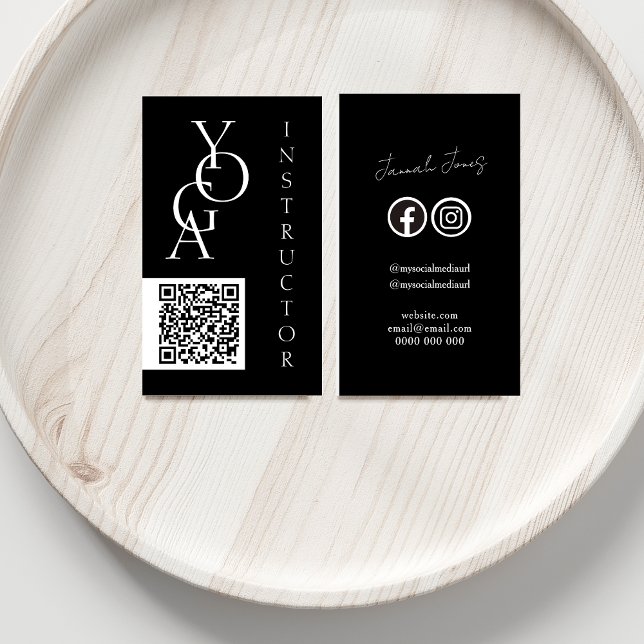 Bold Black and White QR Code Social Media Business Card (Bold Black and White QR Code Social Media Business Card)