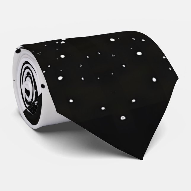 Bold Black and White Speckled Diamond Neck Tie (Rolled)