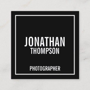 Bold Black and White Square Business Card